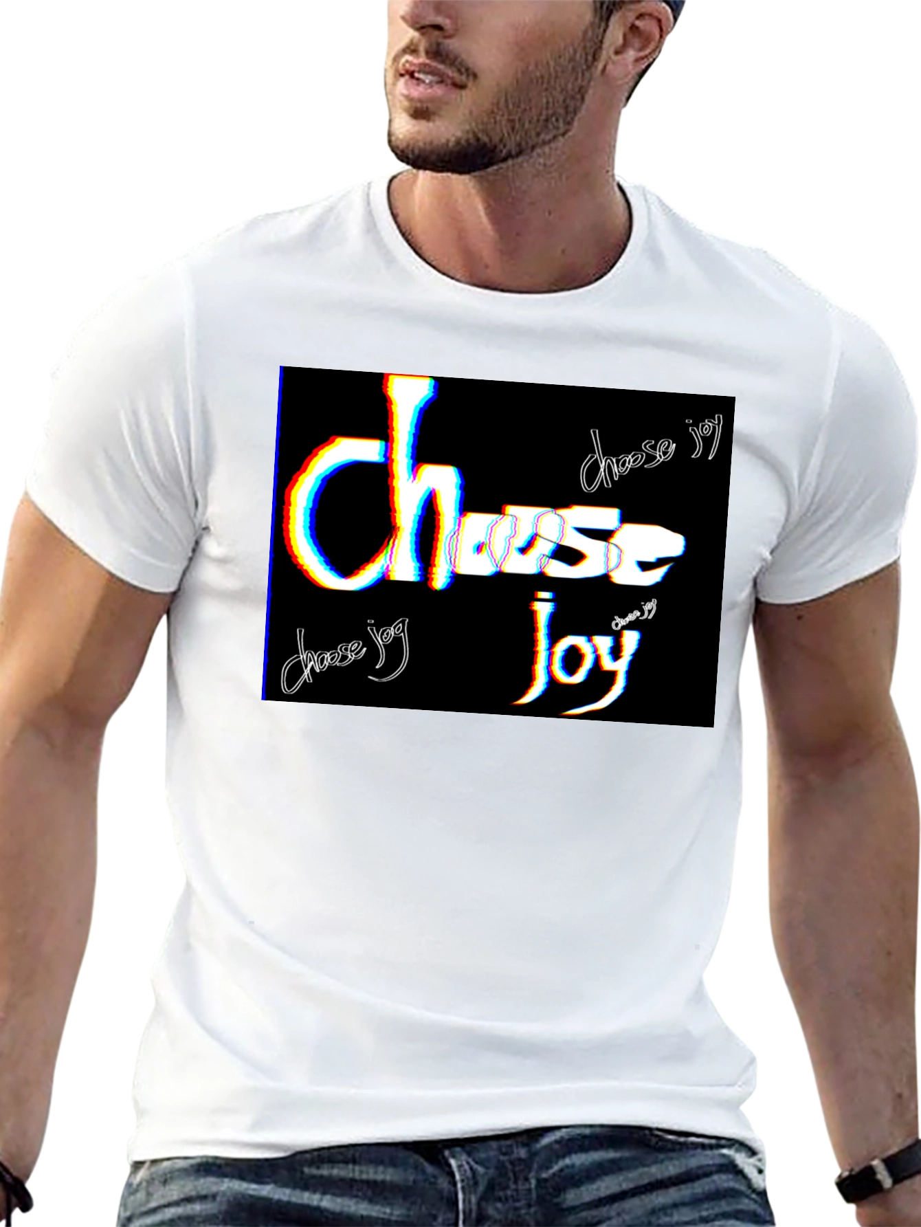 Choose Joy Graphic Tee - Black Cotton Blend T-Shirt