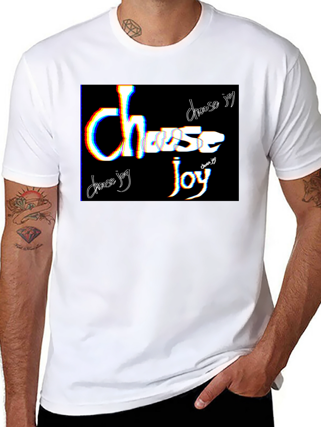 Choose Joy Graphic Tee - Black Cotton Blend T-Shirt