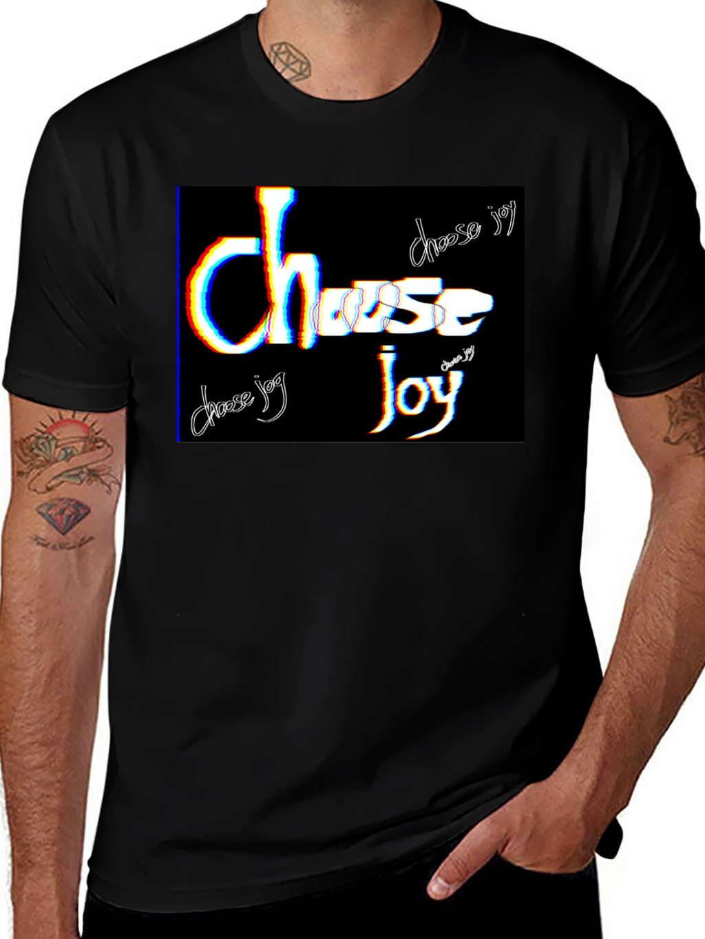 Choose Joy Graphic Tee - Black Cotton Blend T-Shirt