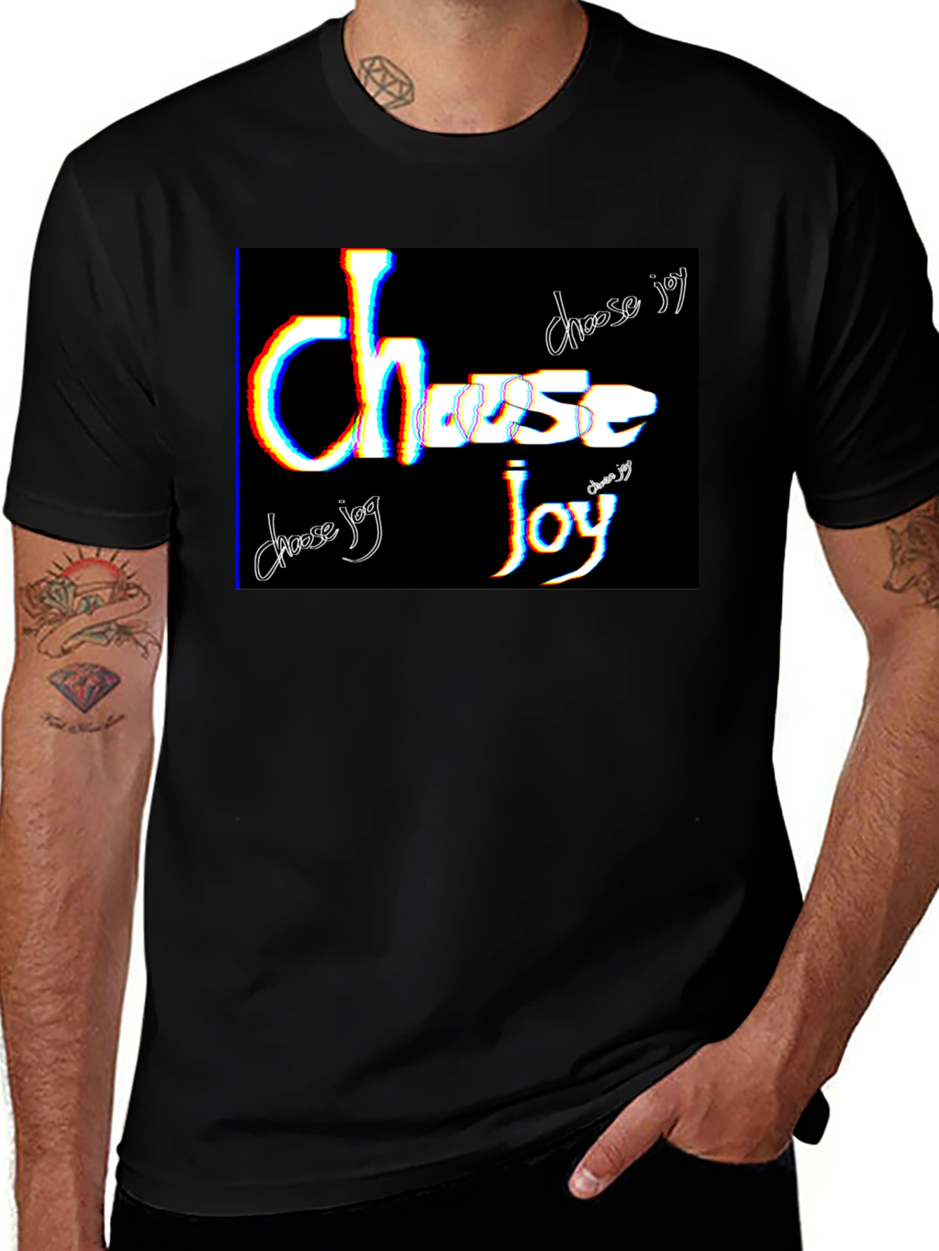 Choose Joy Graphic Tee - Black Cotton Blend T-Shirt