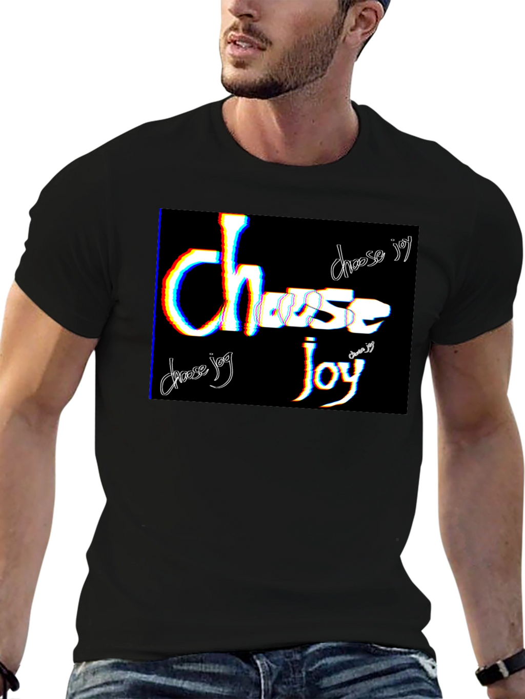 Choose Joy Graphic Tee - Black Cotton Blend T-Shirt