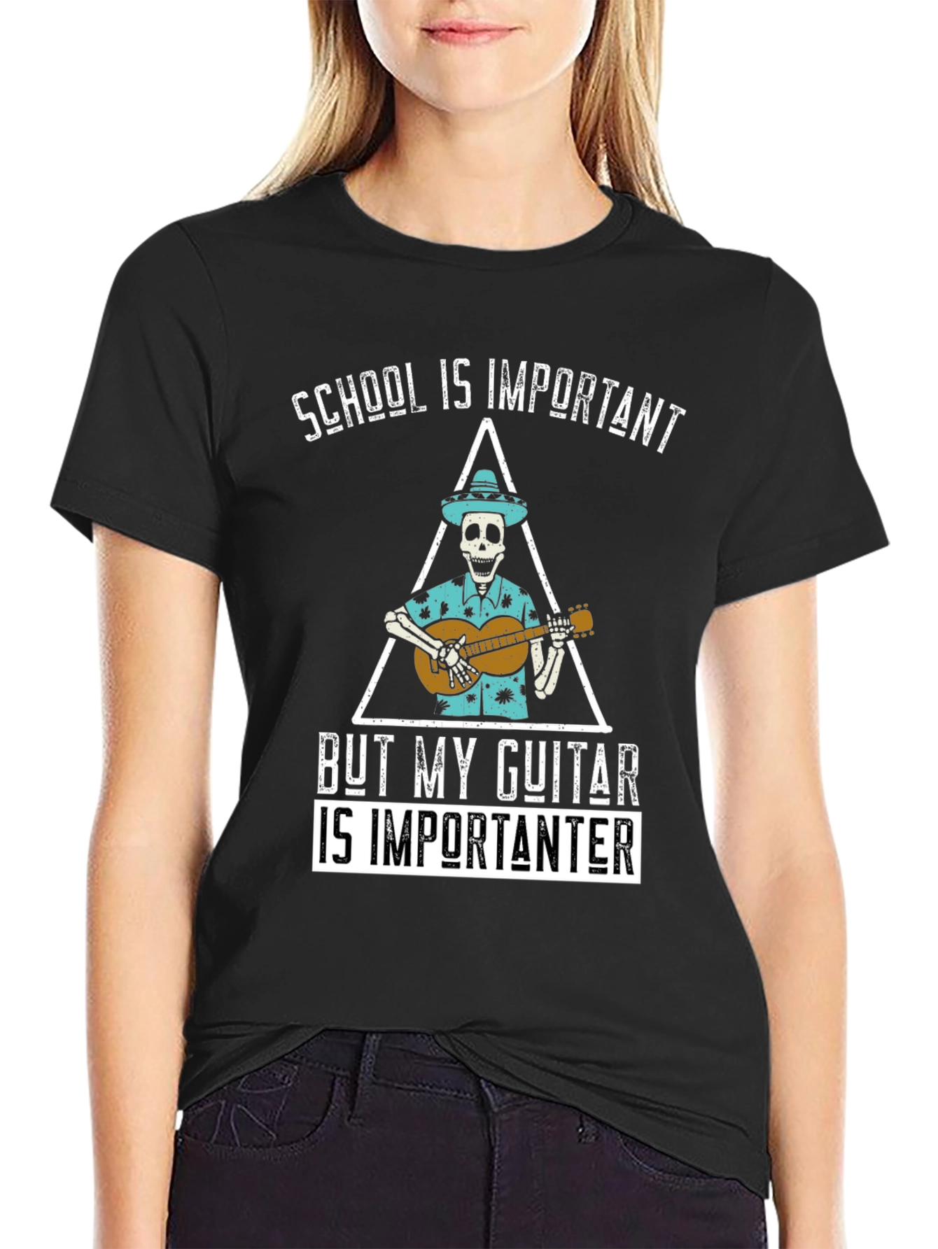 School is Importanter Guitar Skeleton T-Shirt