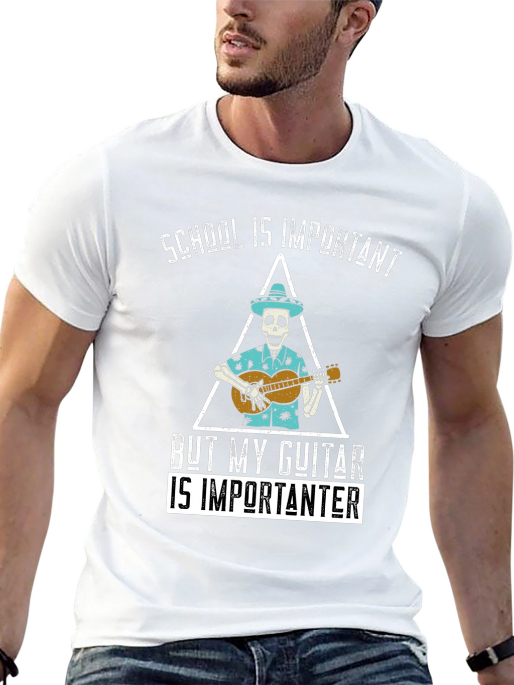 School is Importanter Guitar Skeleton T-Shirt