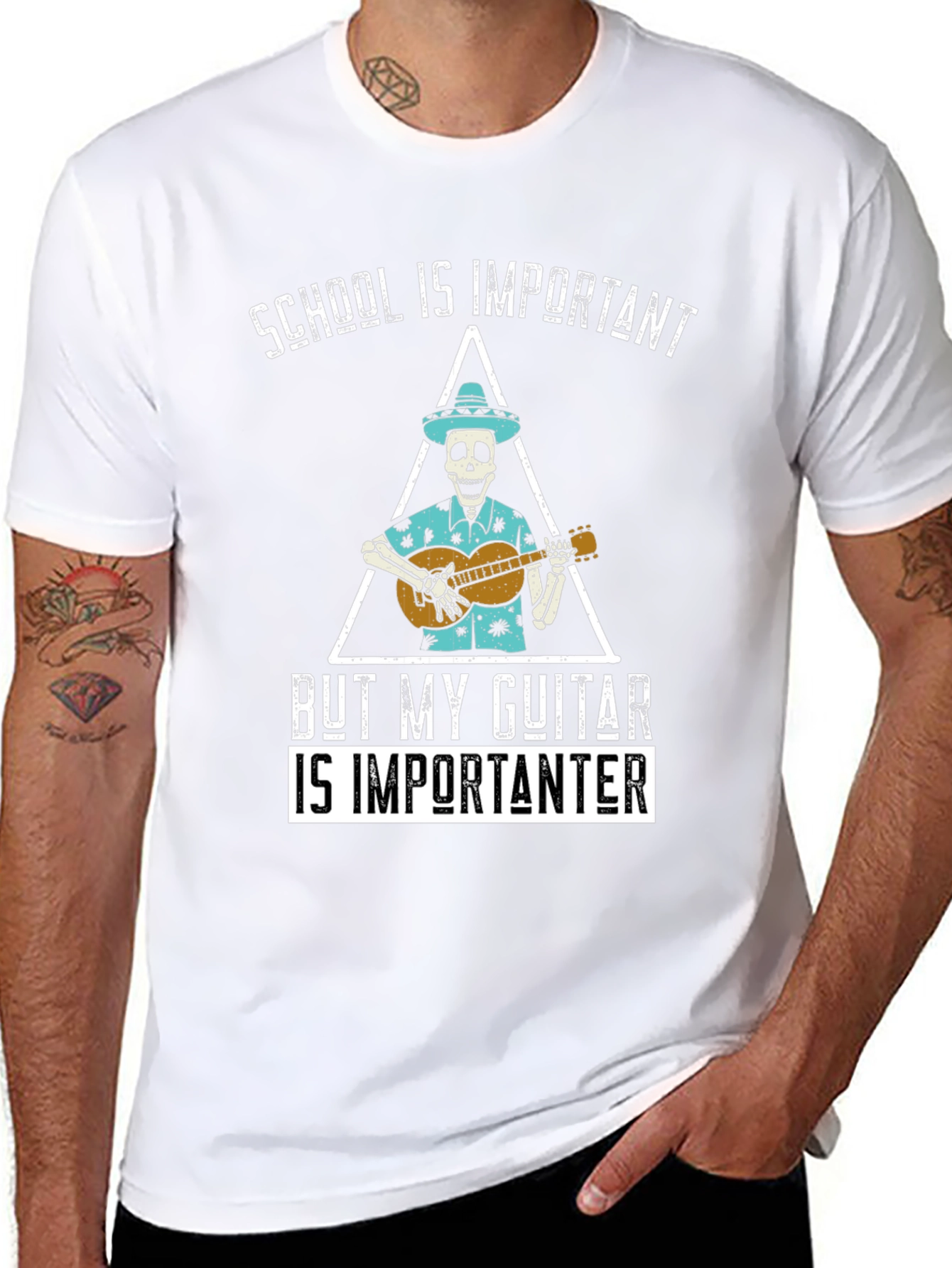 School is Importanter Guitar Skeleton T-Shirt