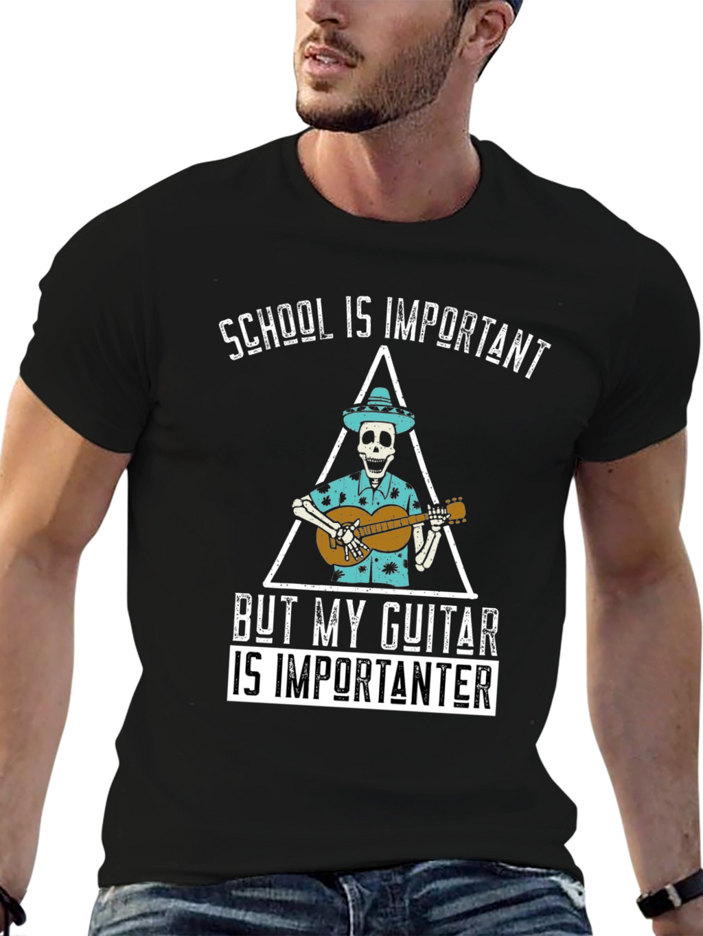 School is Importanter Guitar Skeleton T-Shirt