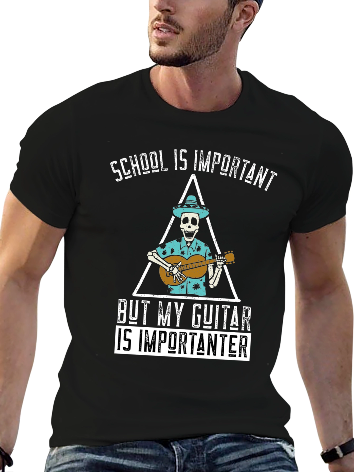 School is Importanter Guitar Skeleton T-Shirt
