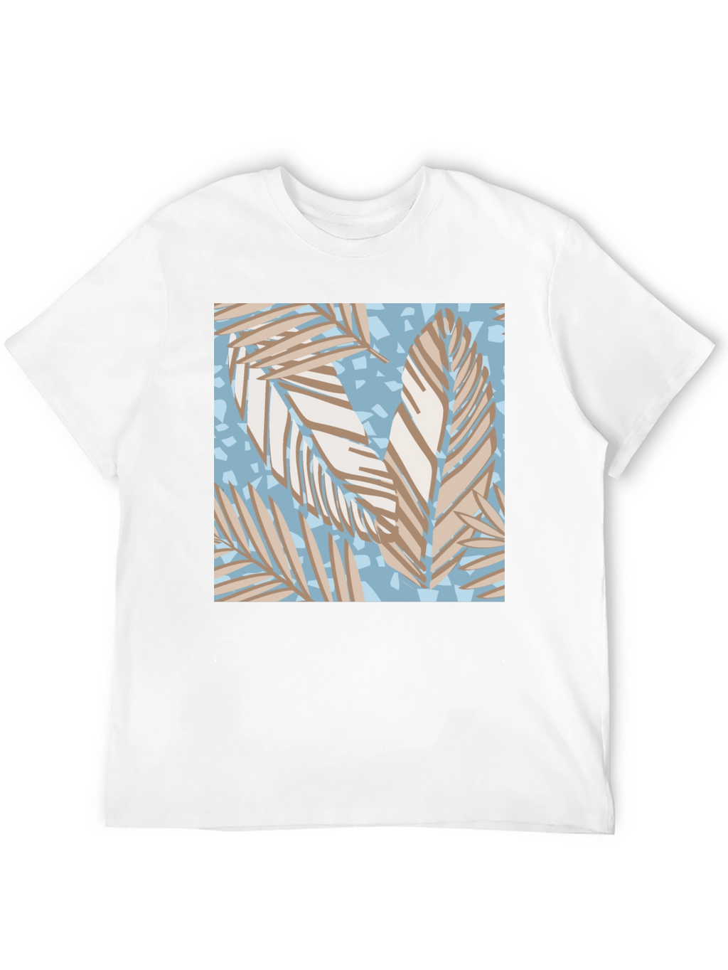Tropical Leaf Print Black T-Shirt