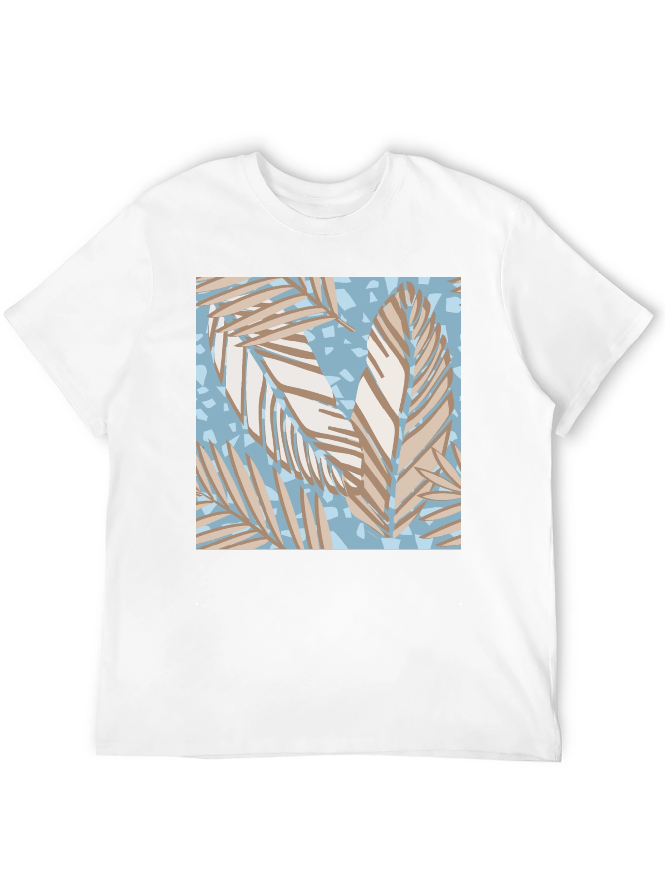 Tropical Leaf Print Black T-Shirt