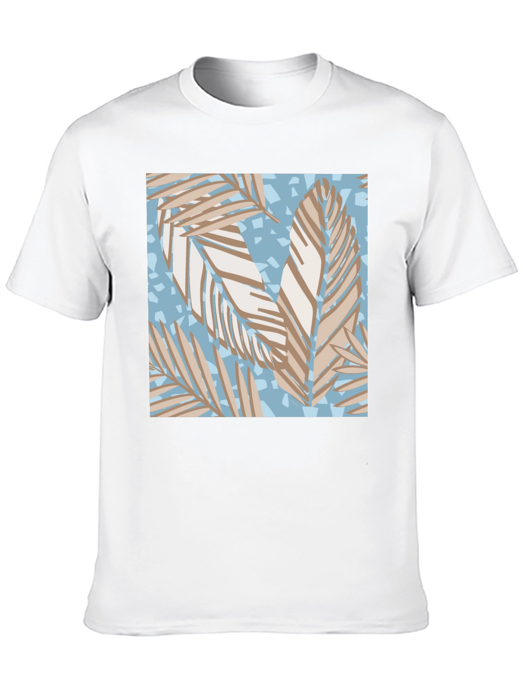 Tropical Leaf Print Black T-Shirt