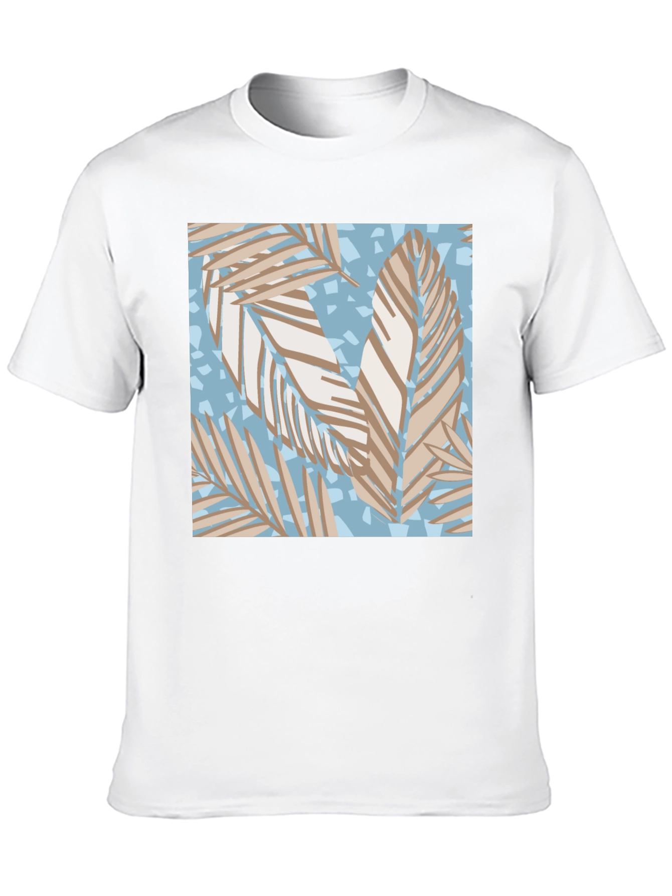Tropical Leaf Print Black T-Shirt