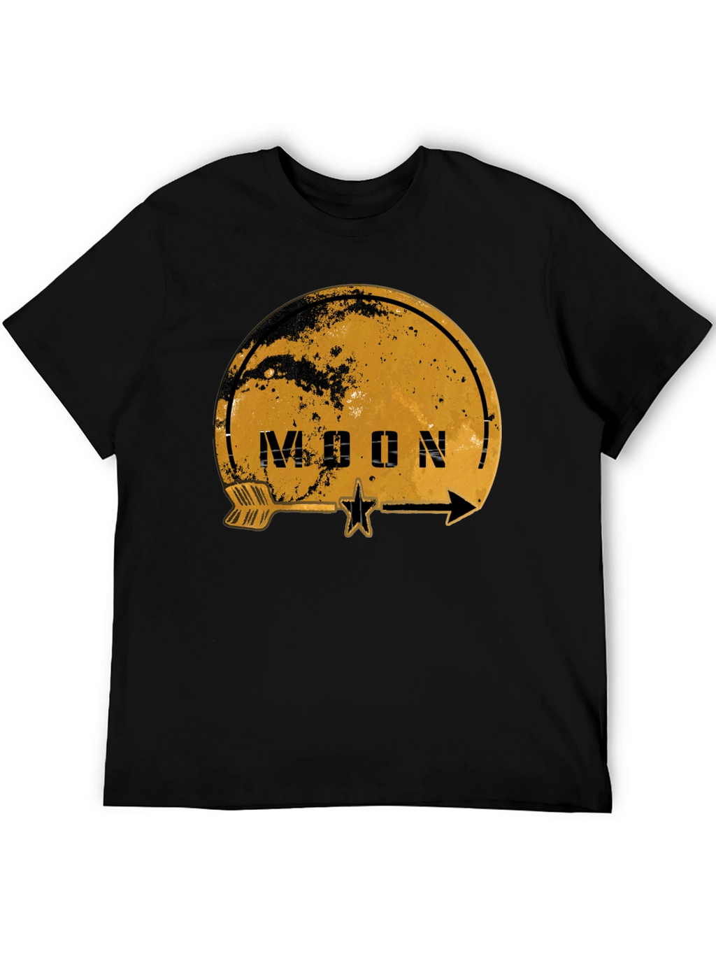 Moon Graphic Print Black T-Shirt