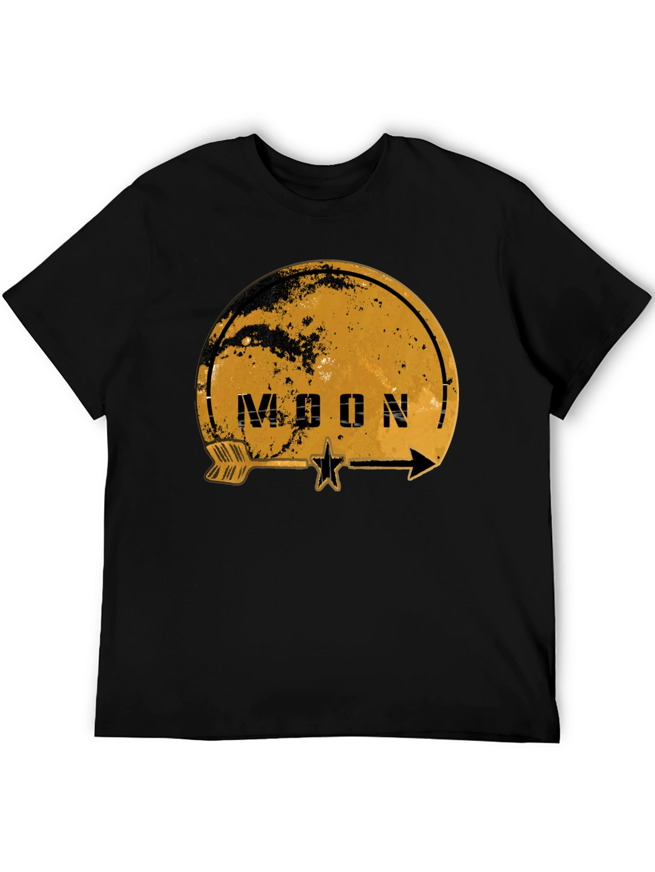 Moon Graphic Print Black T-Shirt