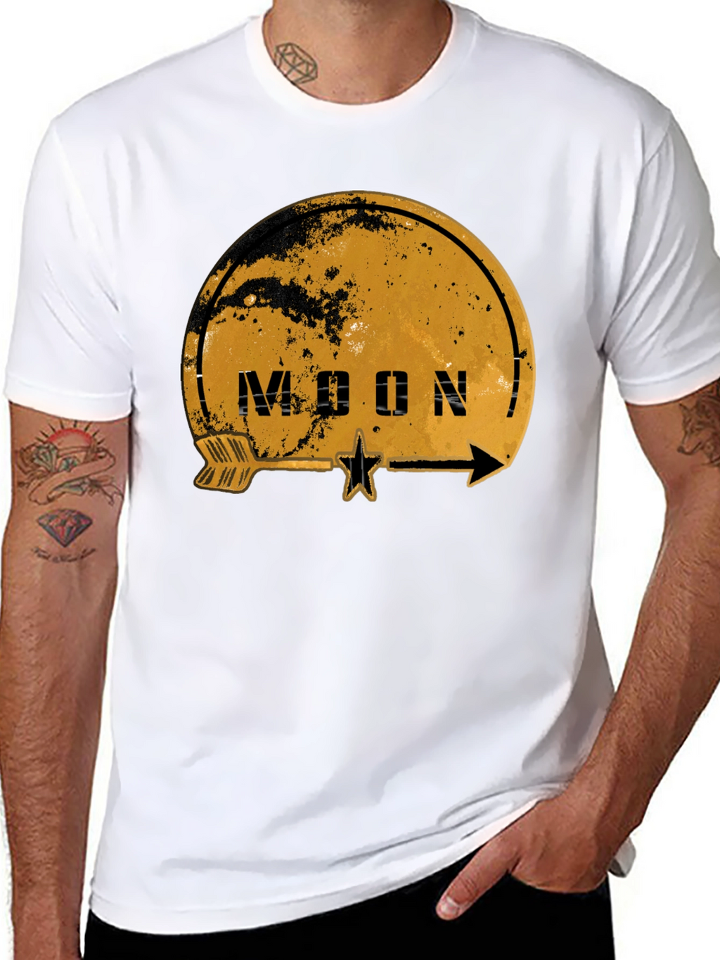 Moon Graphic Print Black T-Shirt