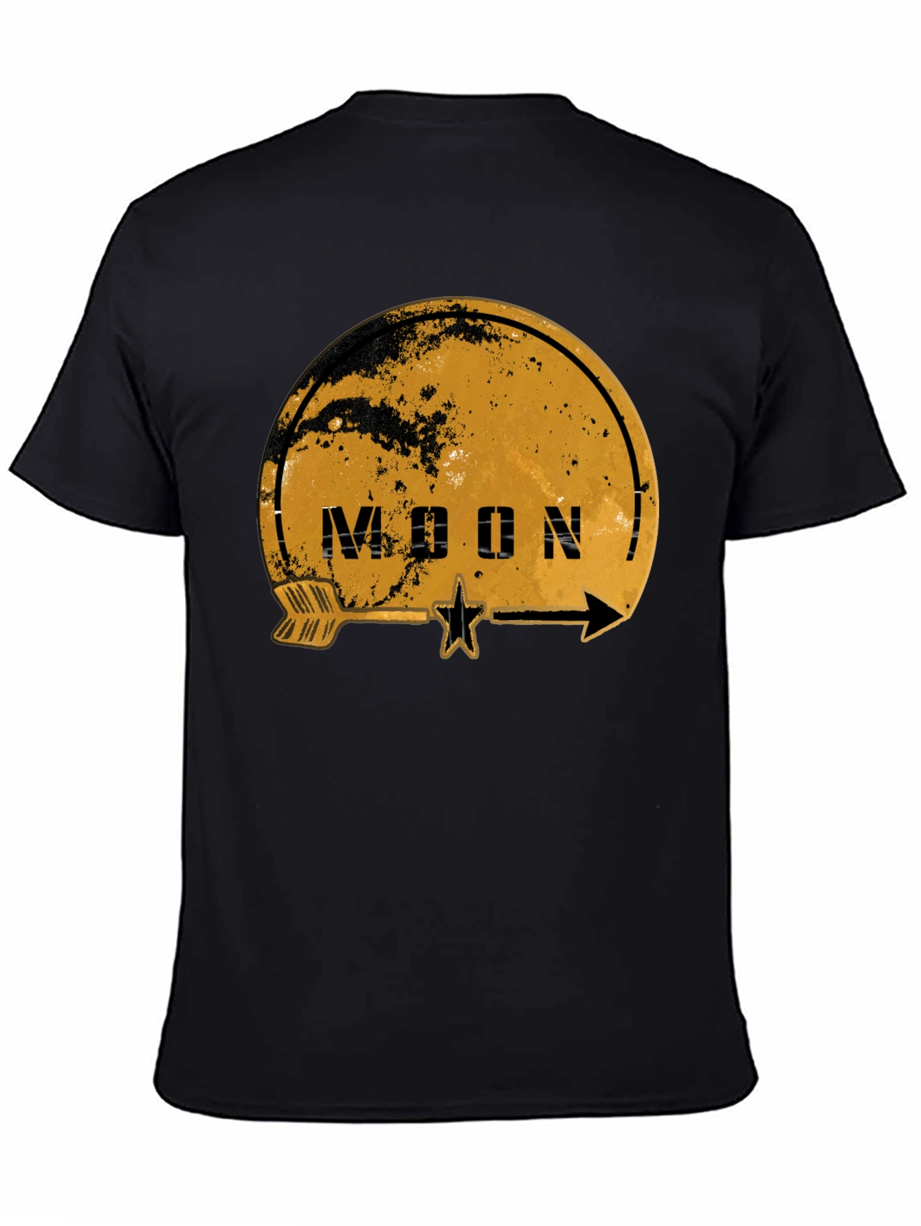 Moon Graphic Print Black T-Shirt