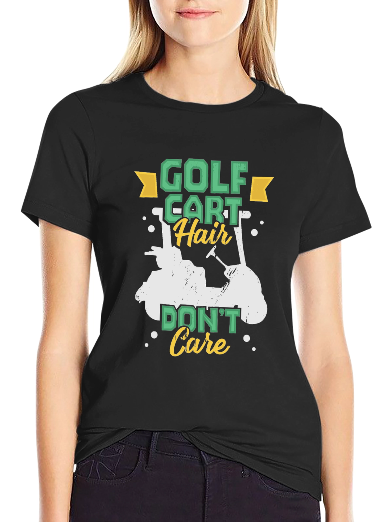 Golf Cart Hair Dont Care Tee - Funny Golfer Shirt