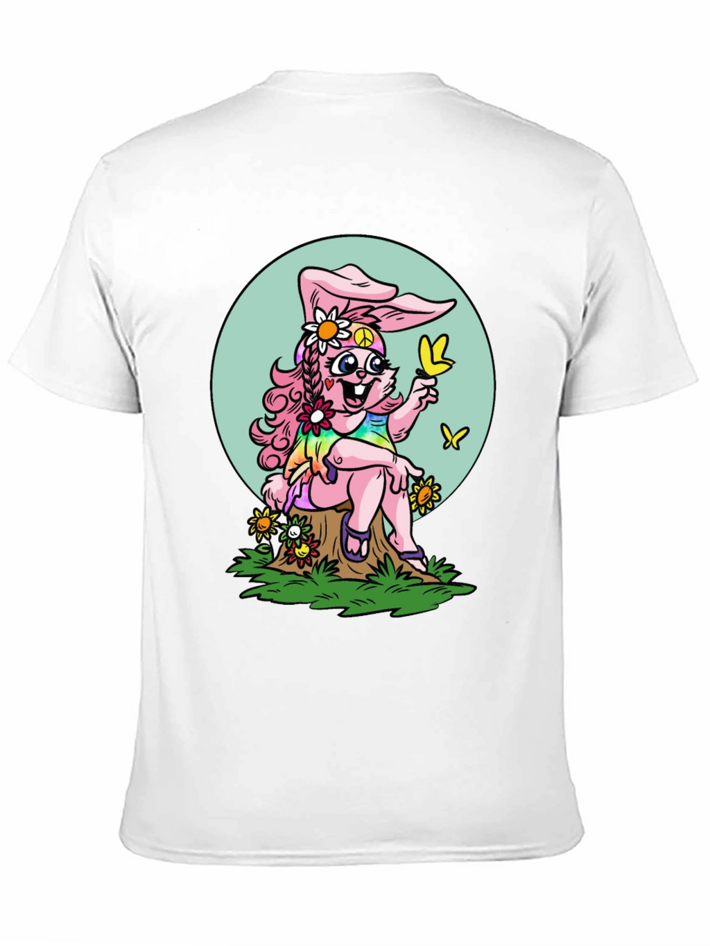 Hippie Bunny Graphic Tee - Peace Love & Butterflies