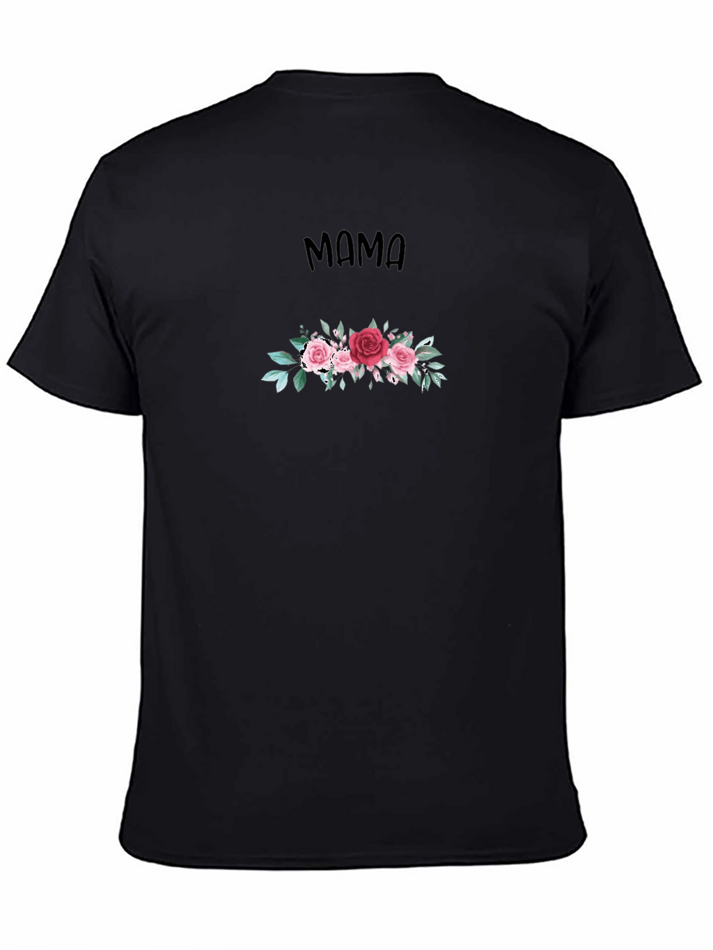 Mama Floral Graphic Tee - Black Cotton T-Shirt