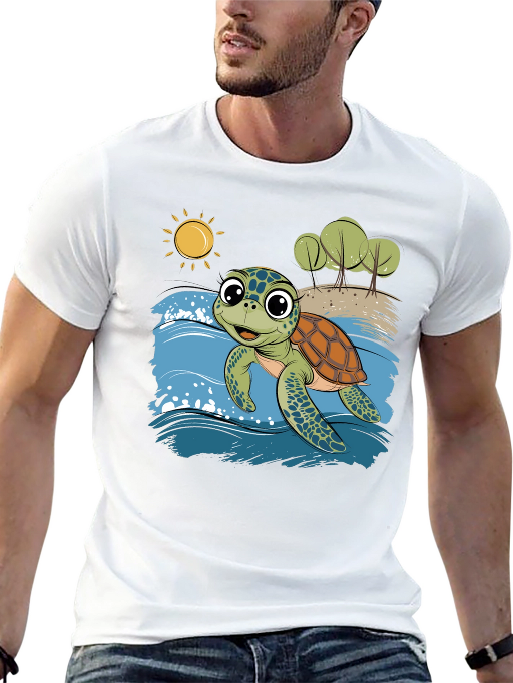 Sea Turtle Graphic T-Shirt - Fun Beach Design