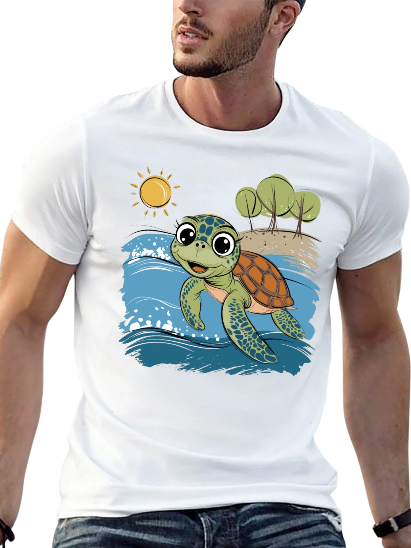Sea Turtle Graphic T-Shirt - Fun Beach Design