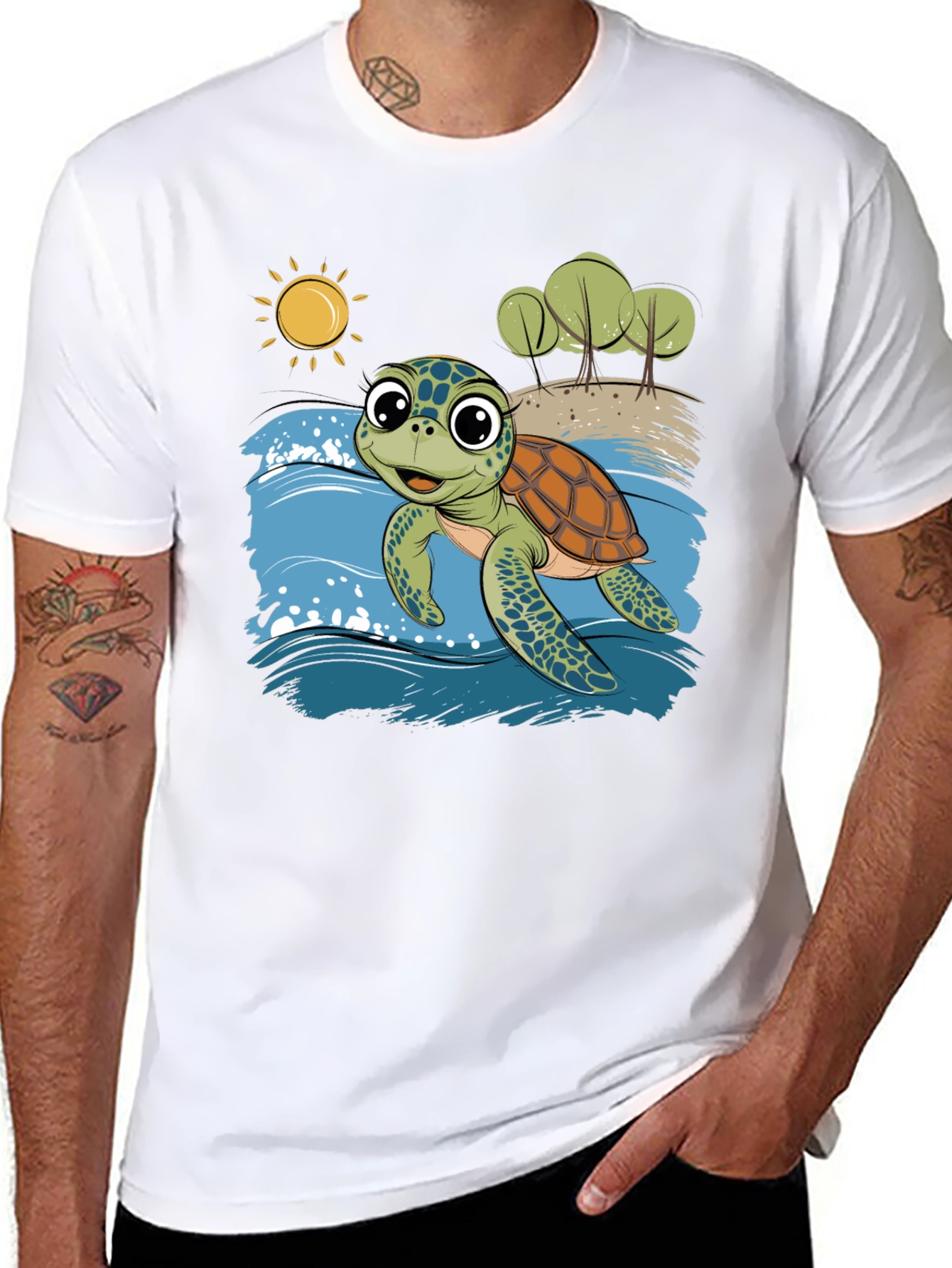 Sea Turtle Graphic T-Shirt - Fun Beach Design