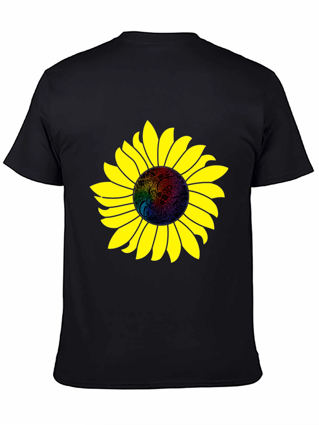 Sunflower Graphic Print Black T-Shirt