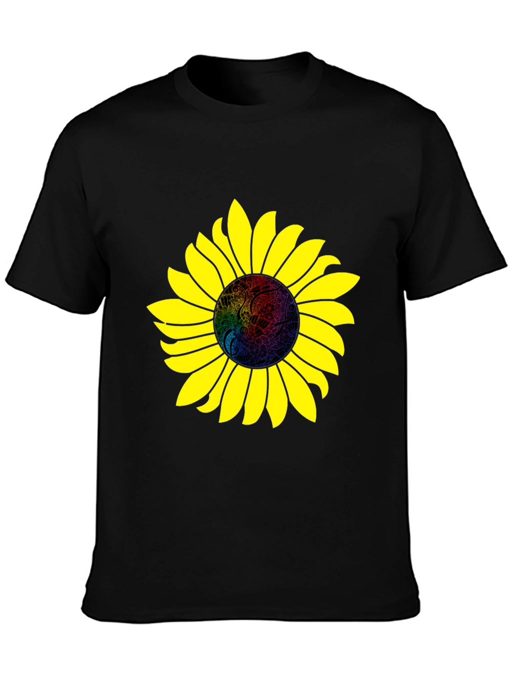 Sunflower Graphic Print Black T-Shirt