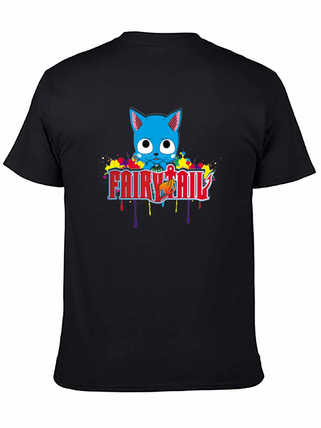 Fairy Tail Happy Anime T-Shirt - Black