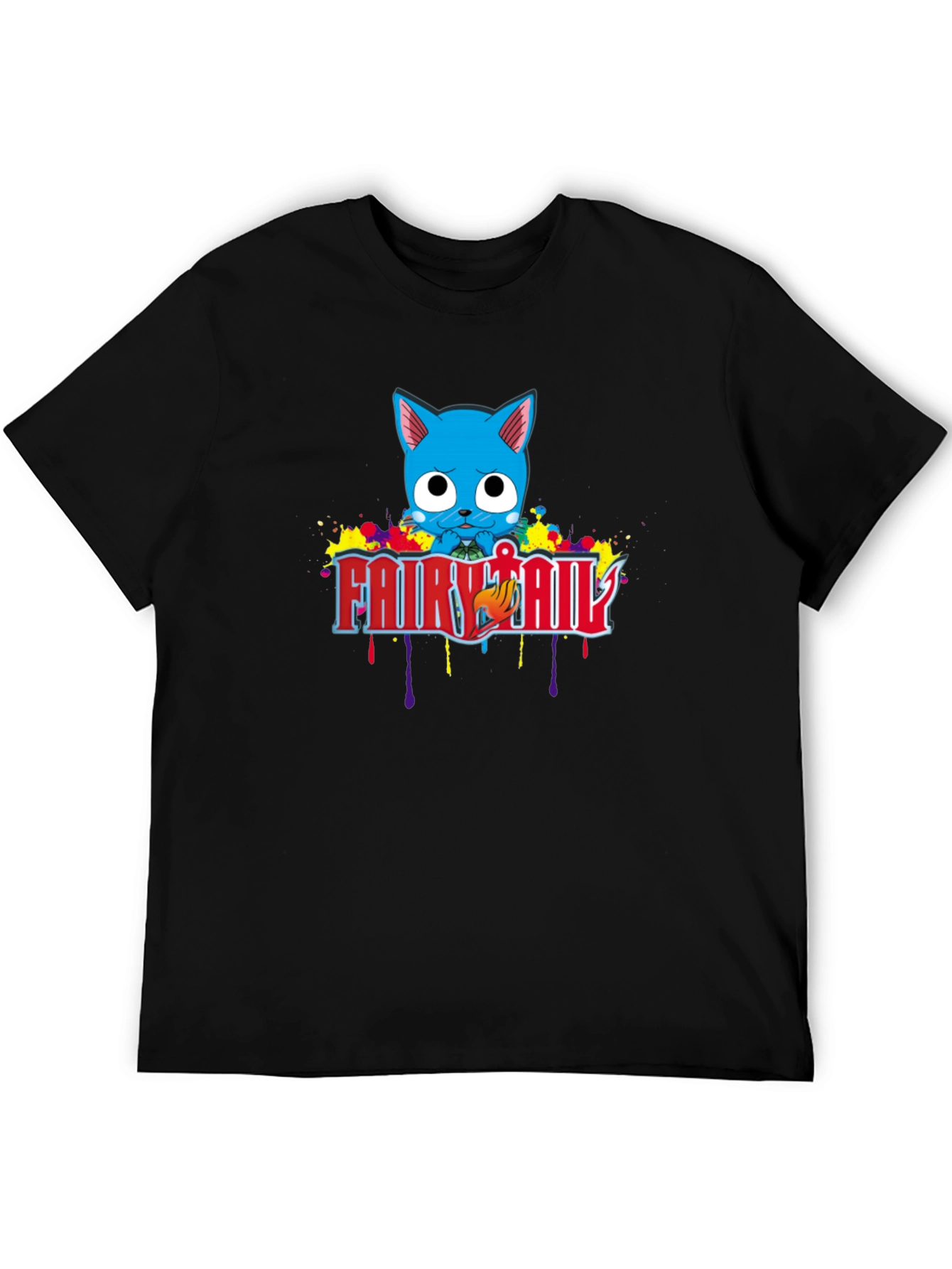 Fairy Tail Happy Anime T-Shirt - Black
