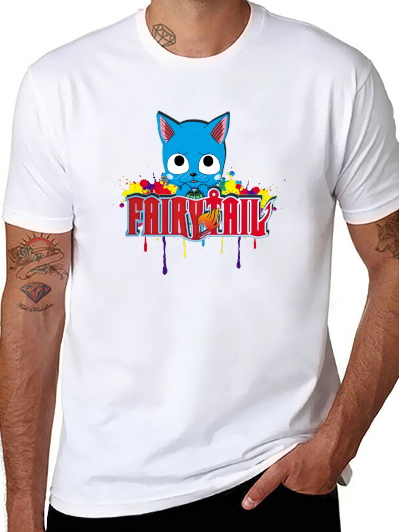 Fairy Tail Happy Anime T-Shirt - Black