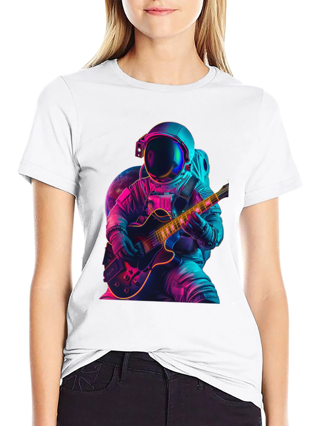 Astronaut Guitar Player T-Shirt - Space Rocker Tee