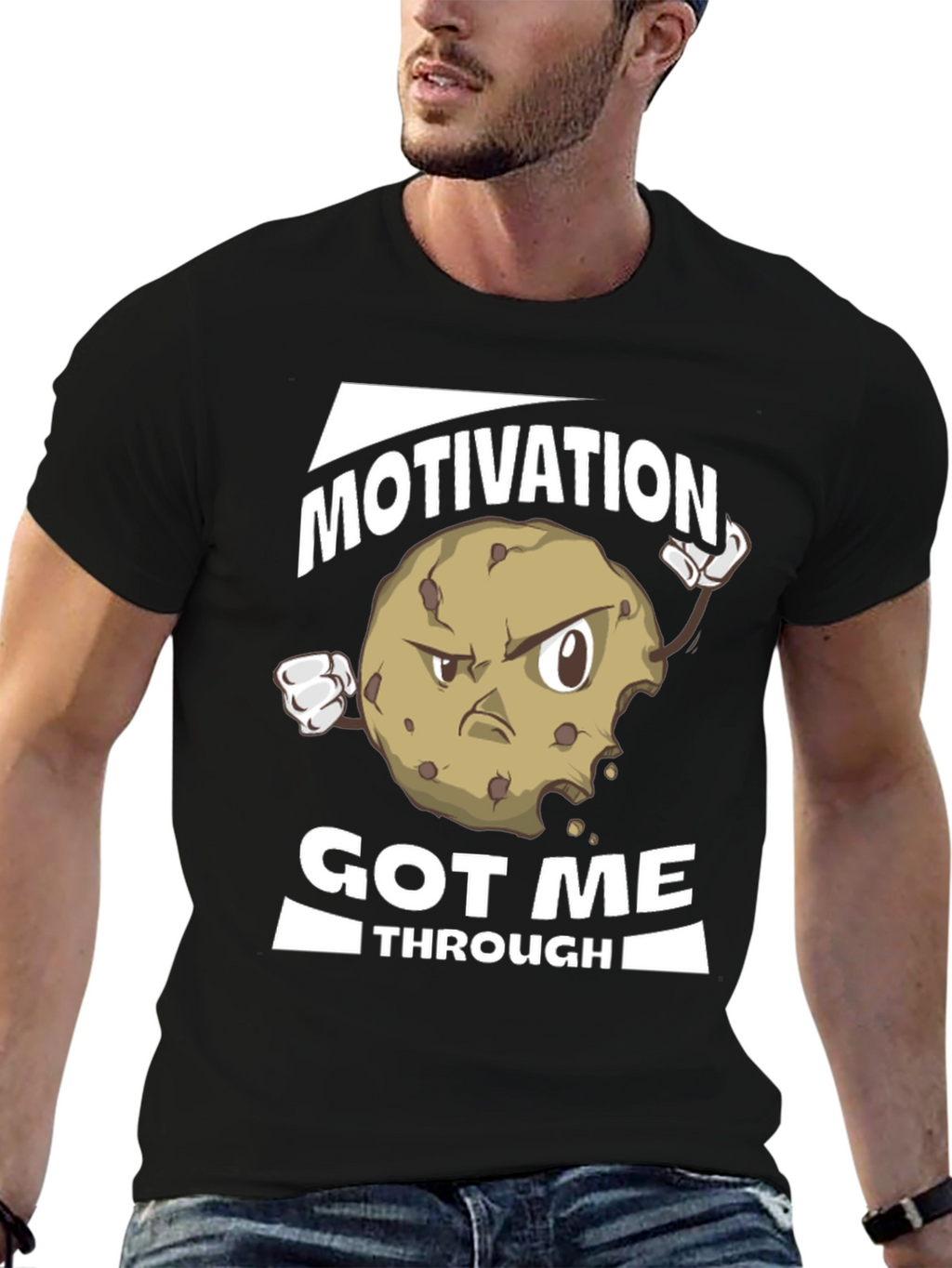 Motivation Cookie Black T-Shirt - Funny Workout Tee
