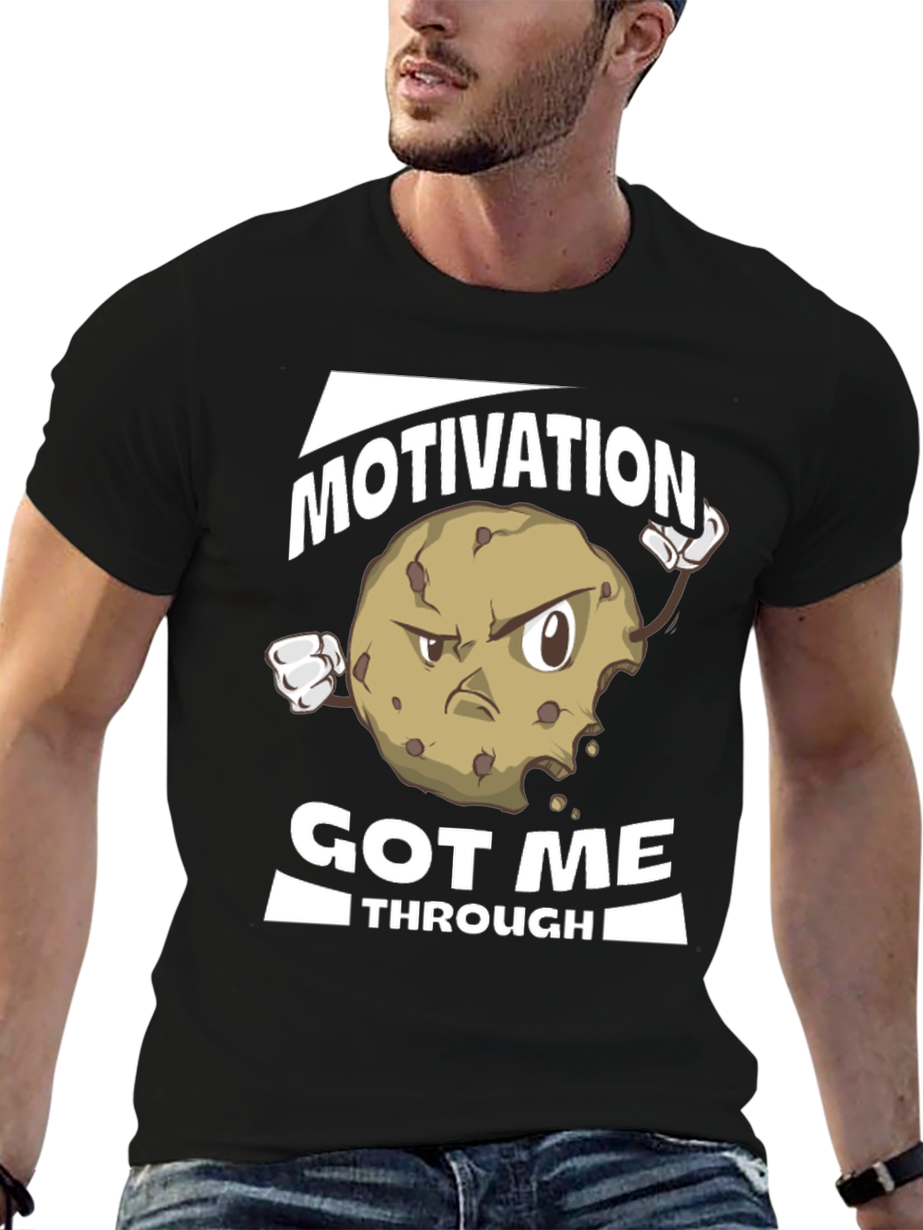 Motivation Cookie Black T-Shirt - Funny Workout Tee