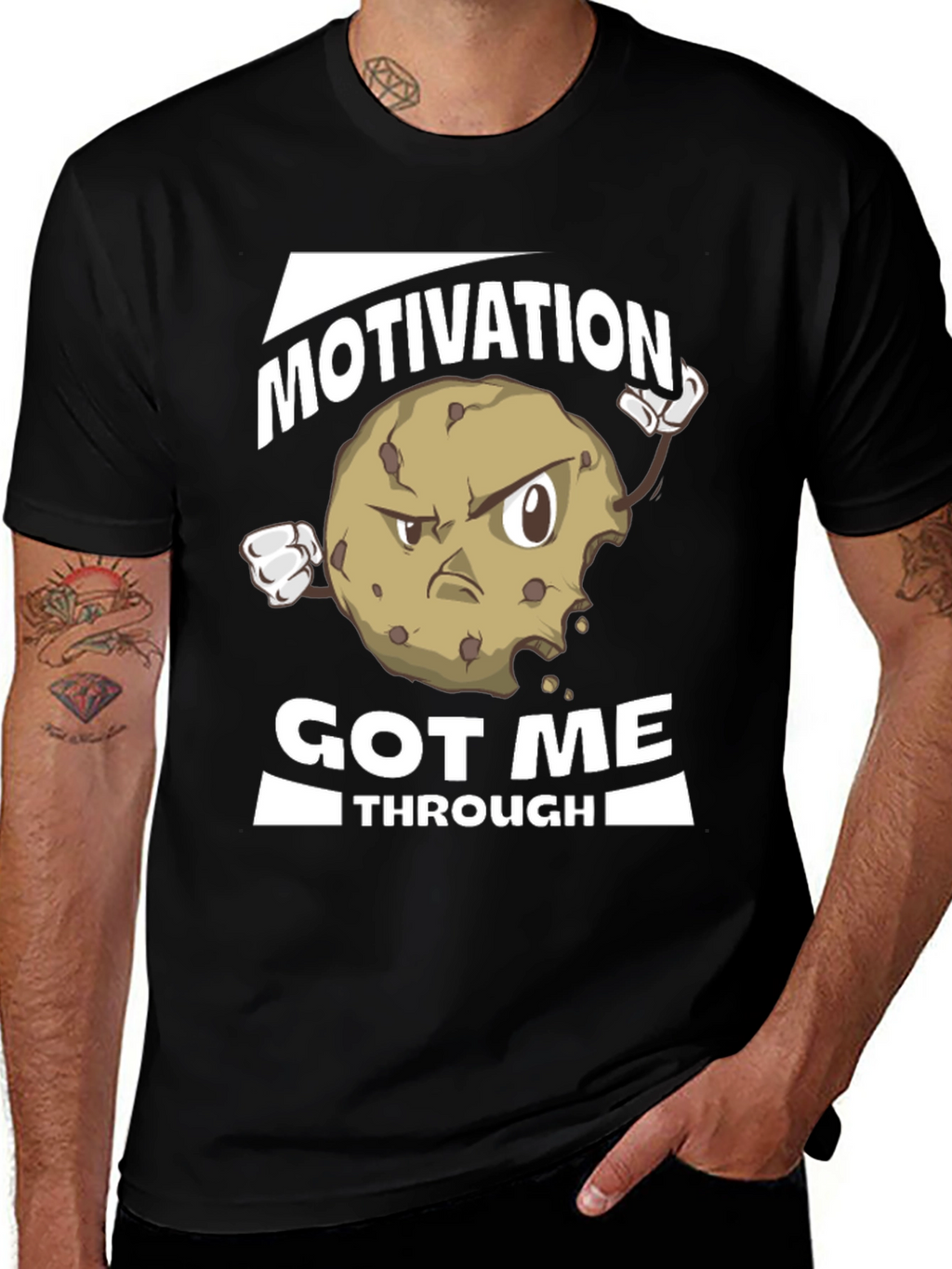 Motivation Cookie Black T-Shirt - Funny Workout Tee