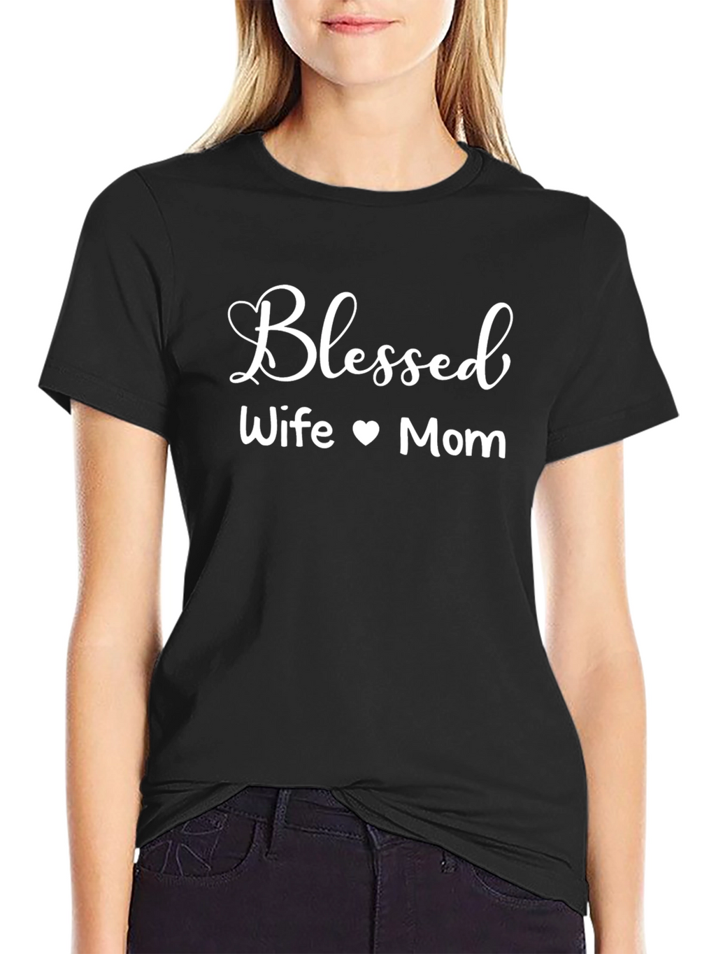 Blessed Wife Mom Graphic Tee - Black