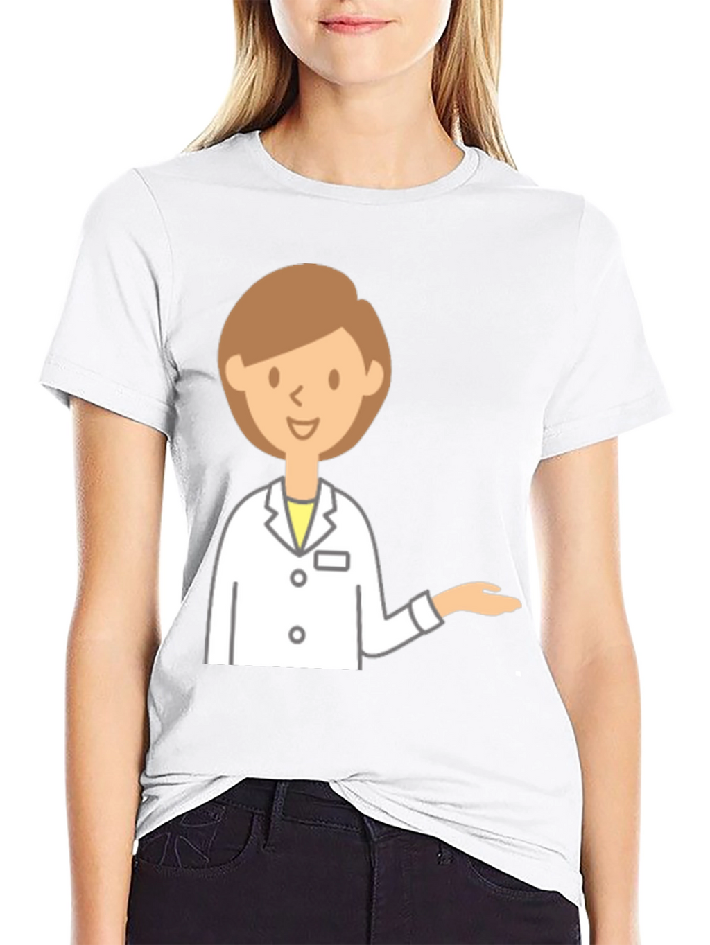 Doctor Cartoon Graphic Black T-Shirt