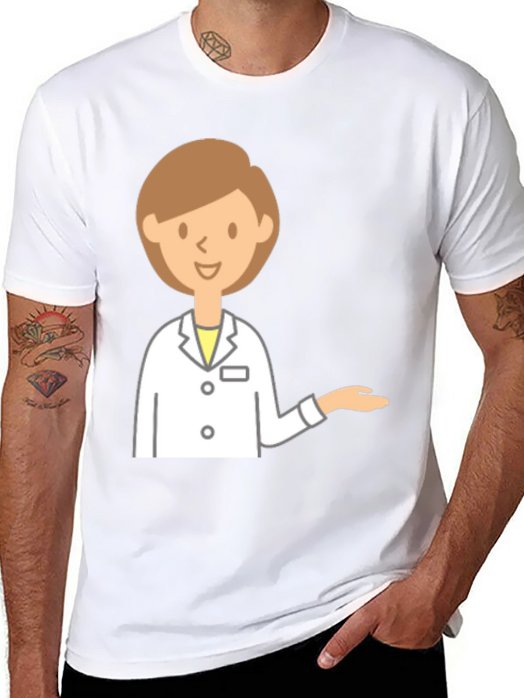 Doctor Cartoon Graphic Black T-Shirt