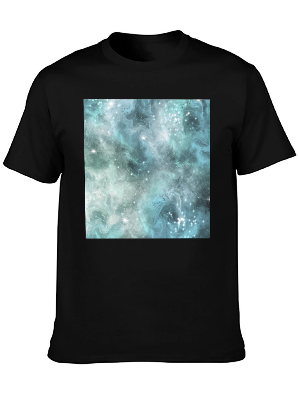 Galaxy Print Black Crew Neck T-Shirt