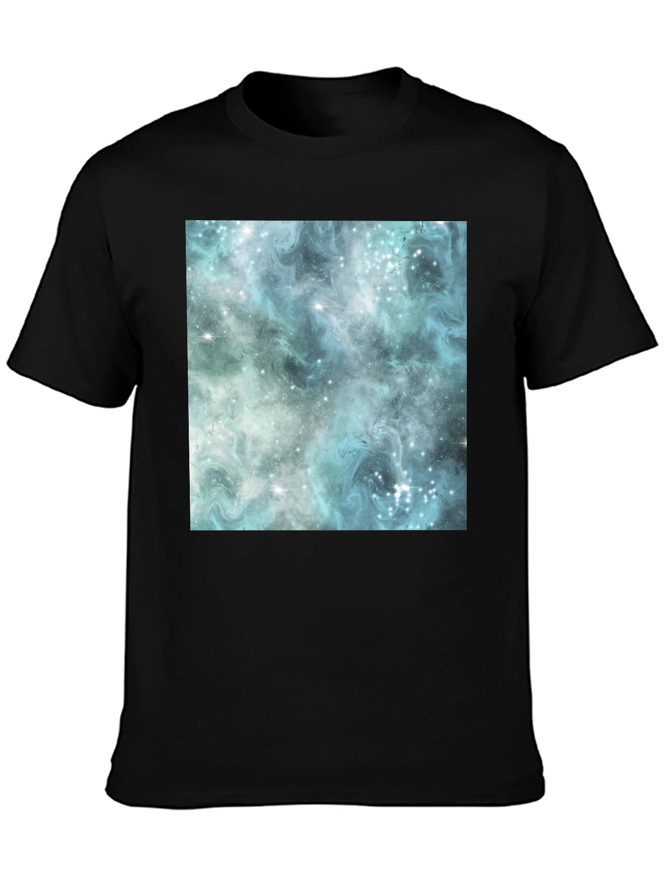Galaxy Print Black Crew Neck T-Shirt
