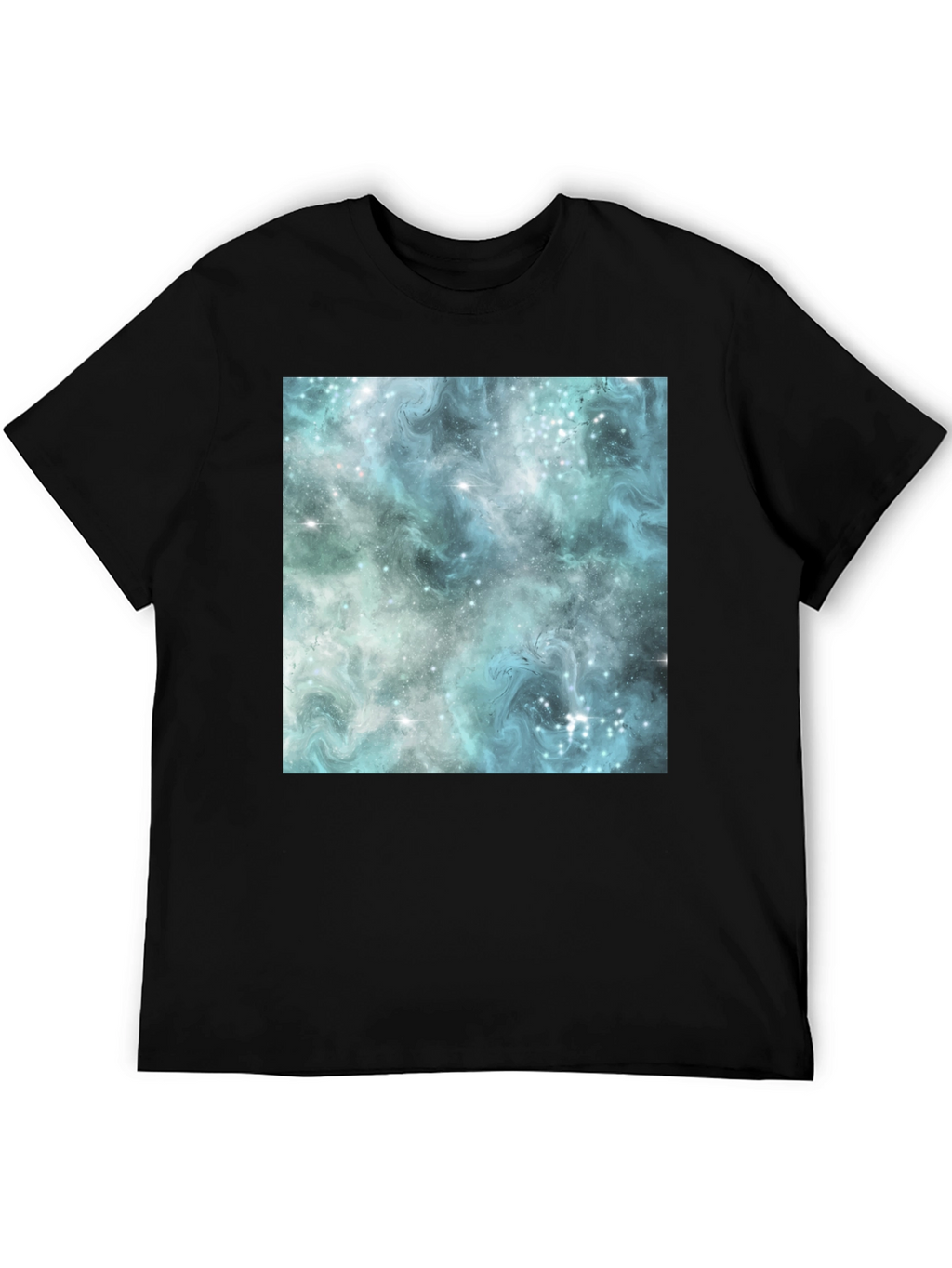 Galaxy Print Black Crew Neck T-Shirt