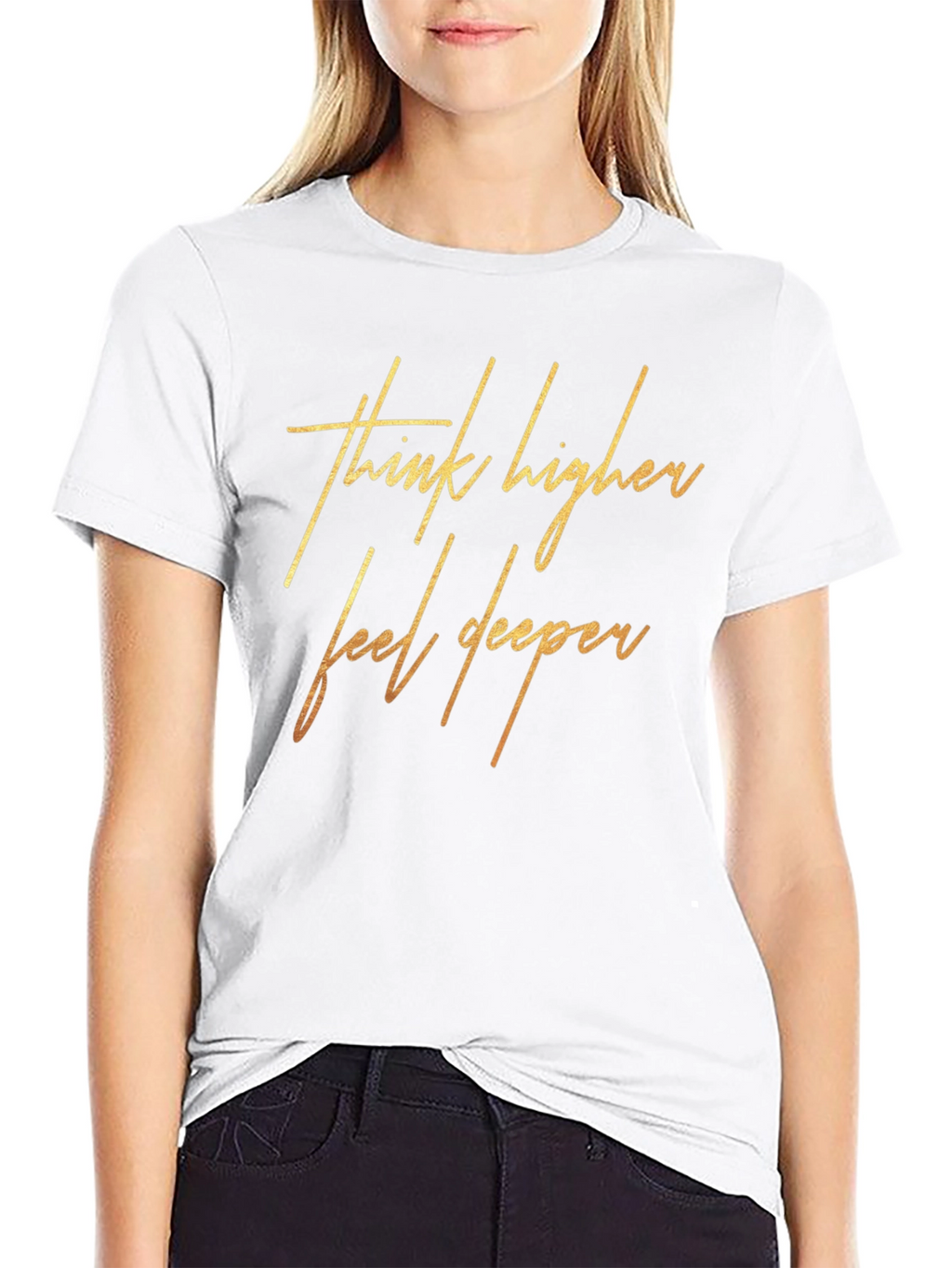 Think Higher Feel Deeper Black Graphic Tee