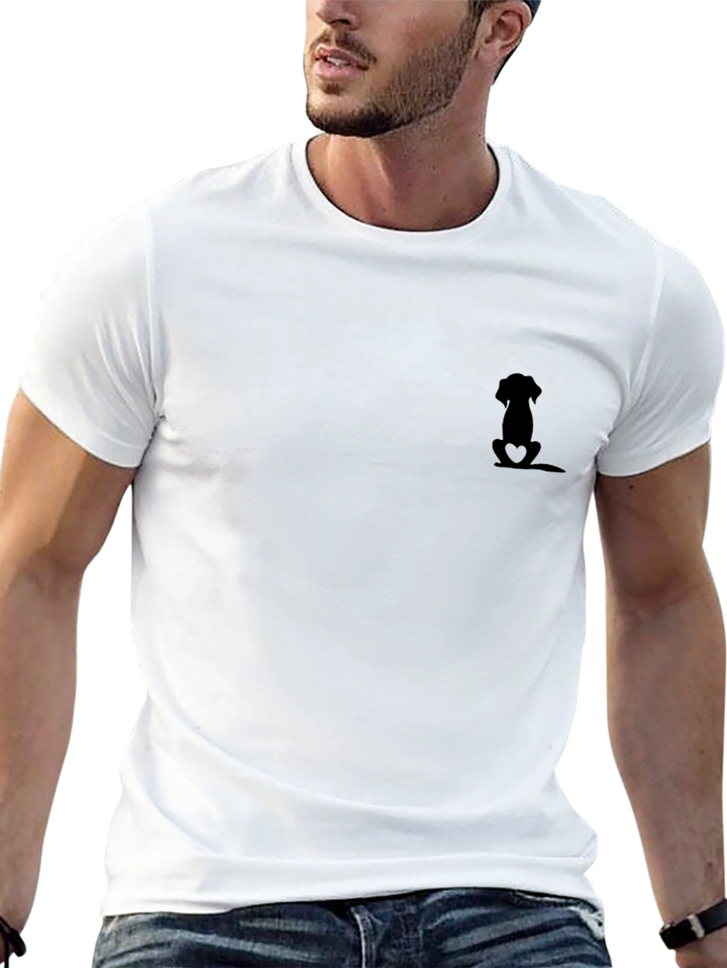 Mens Black Dog Silhouette Graphic Tee