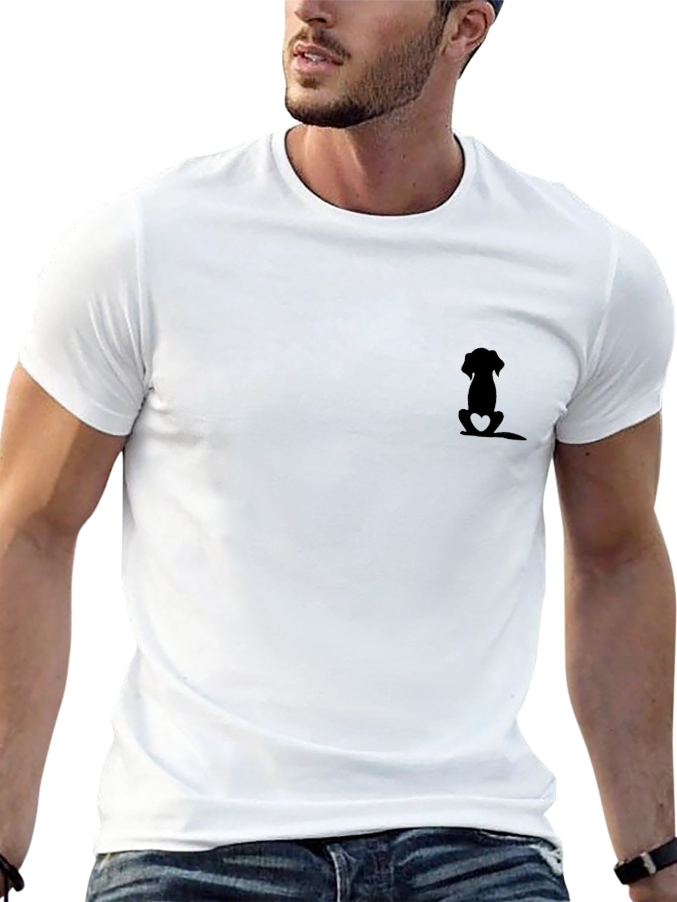 Mens Black Dog Silhouette Graphic Tee