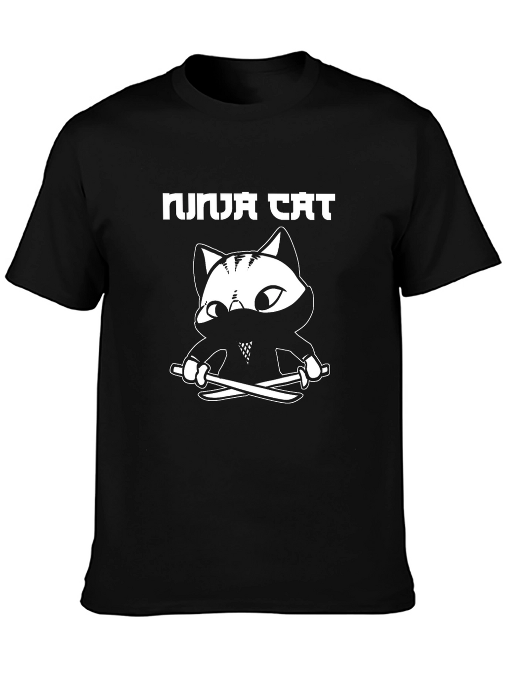 Ninja Cat Graphic Tee - Black Cotton Blend