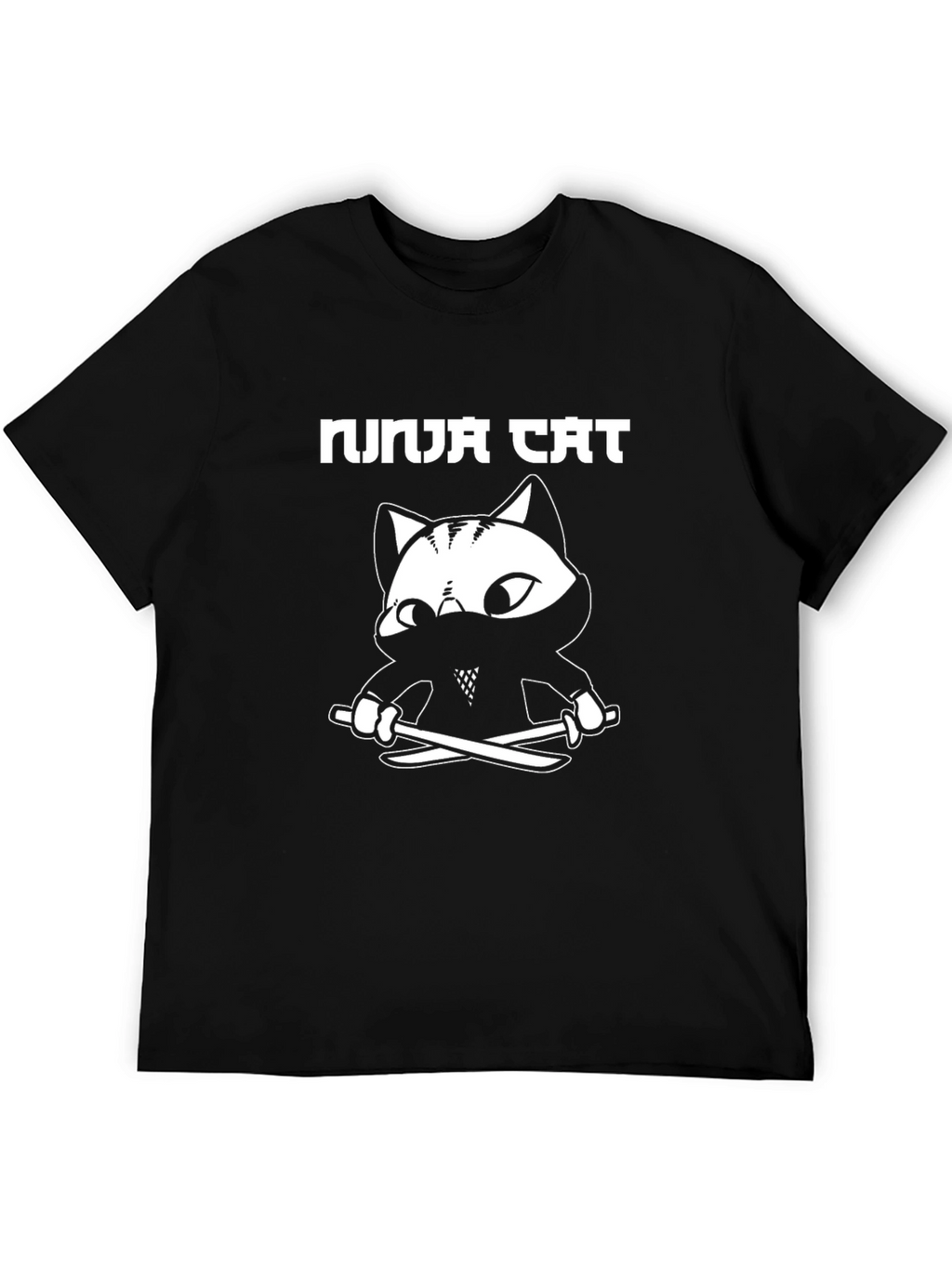 Ninja Cat Graphic Tee - Black Cotton Blend