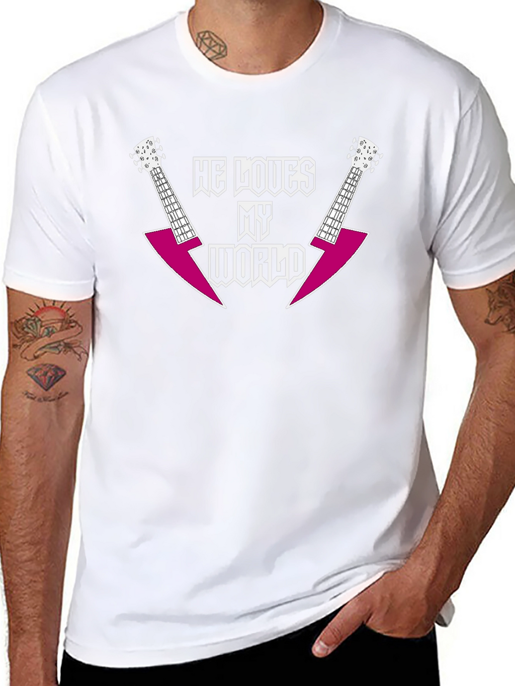 He Loves My World Guitar Graphic T-Shirt