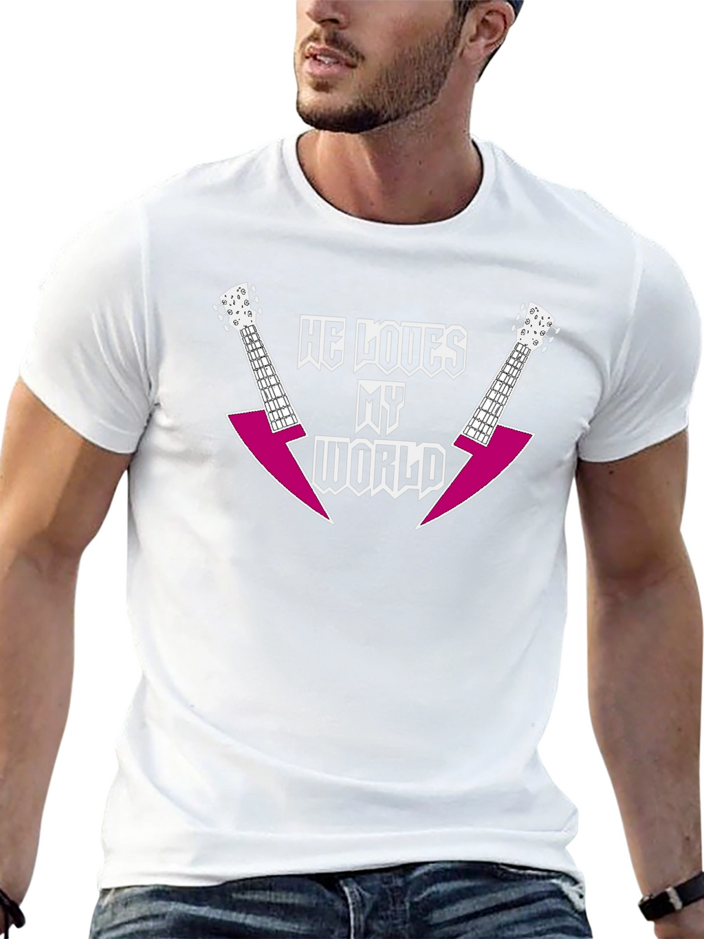 He Loves My World Guitar Graphic T-Shirt