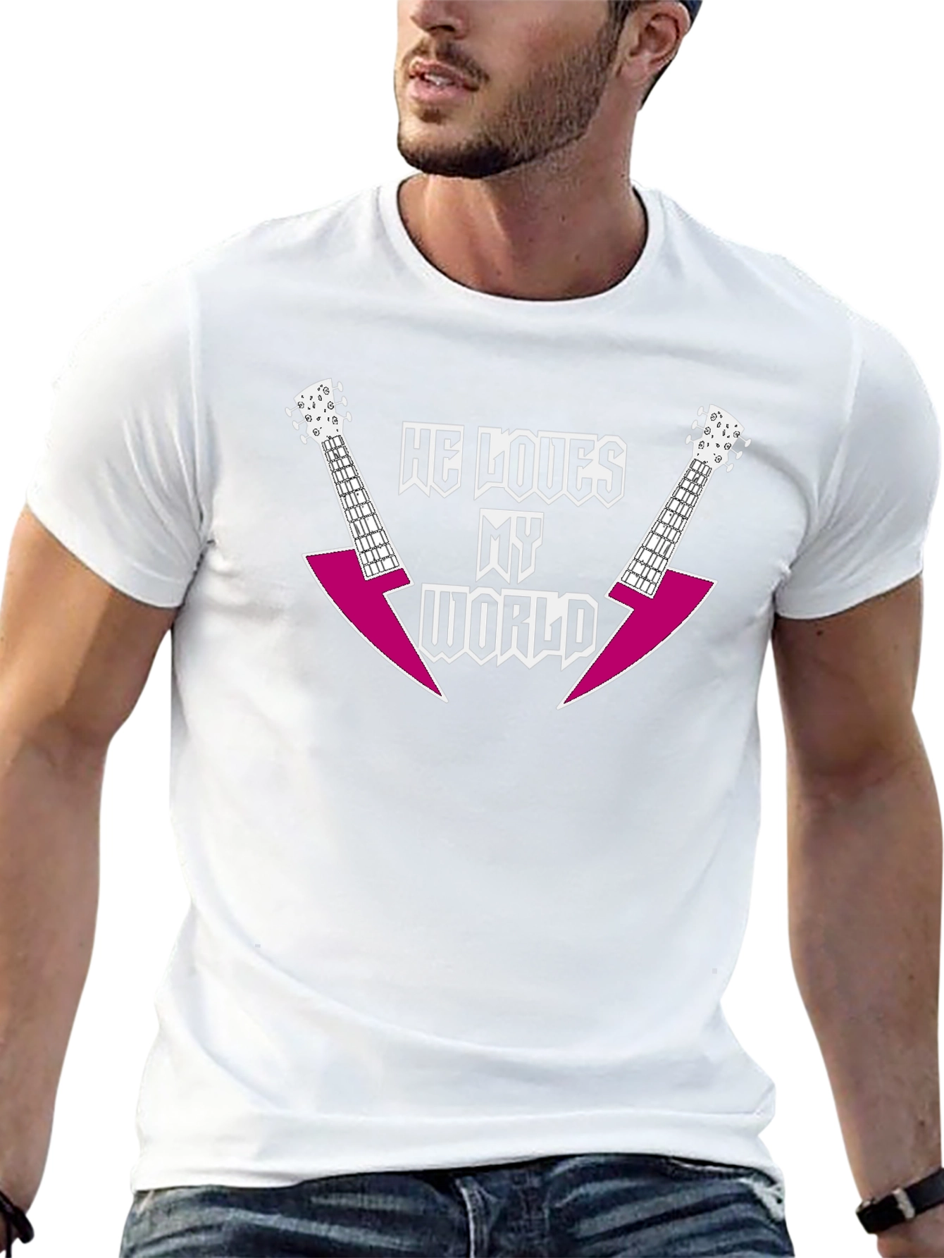 He Loves My World Guitar Graphic T-Shirt