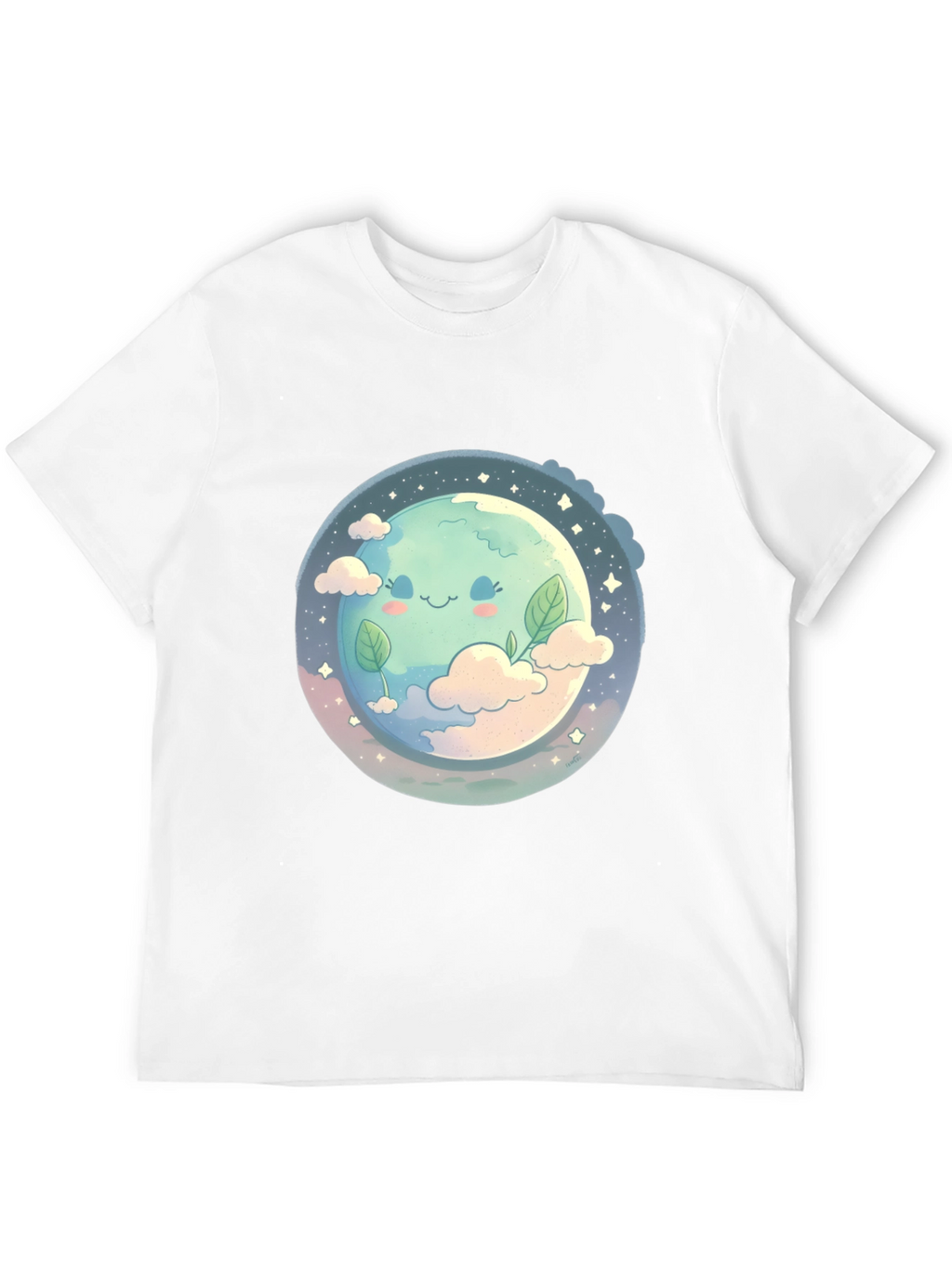 Cute Earth Graphic Black T-Shirt