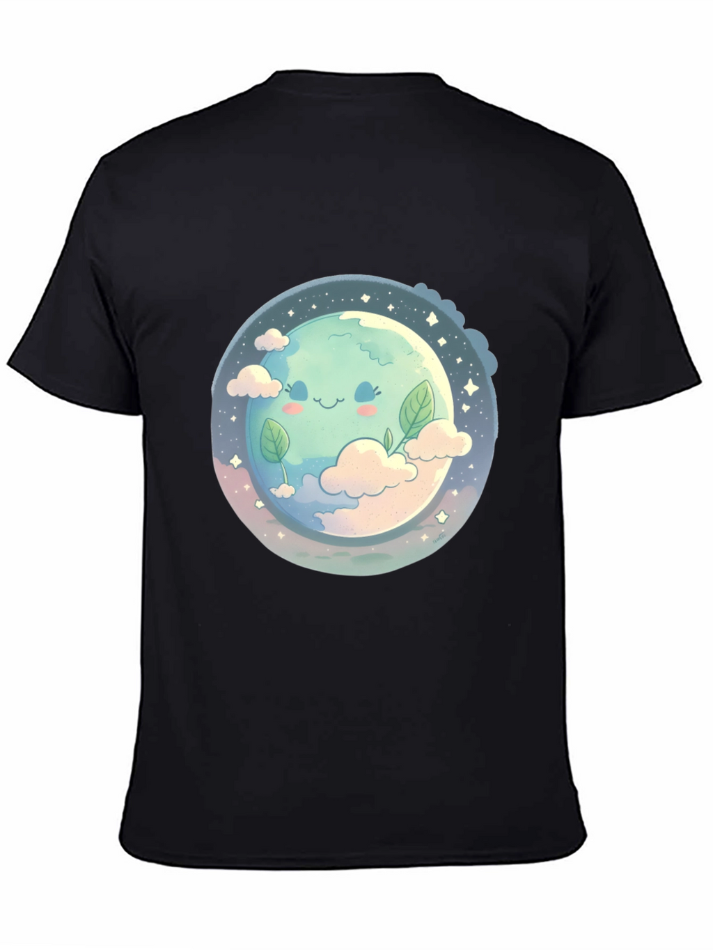 Cute Earth Graphic Black T-Shirt