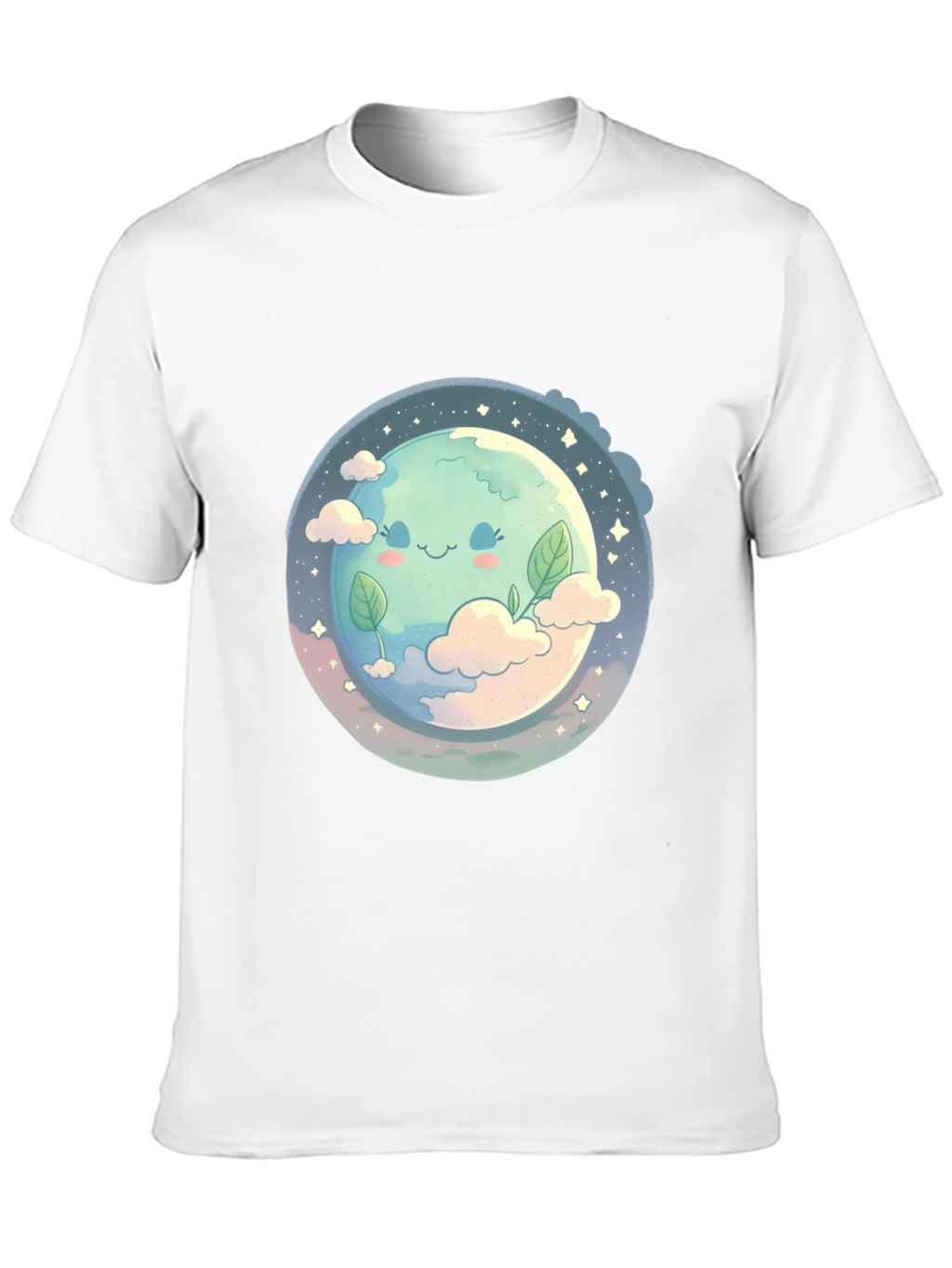 Cute Earth Graphic Black T-Shirt